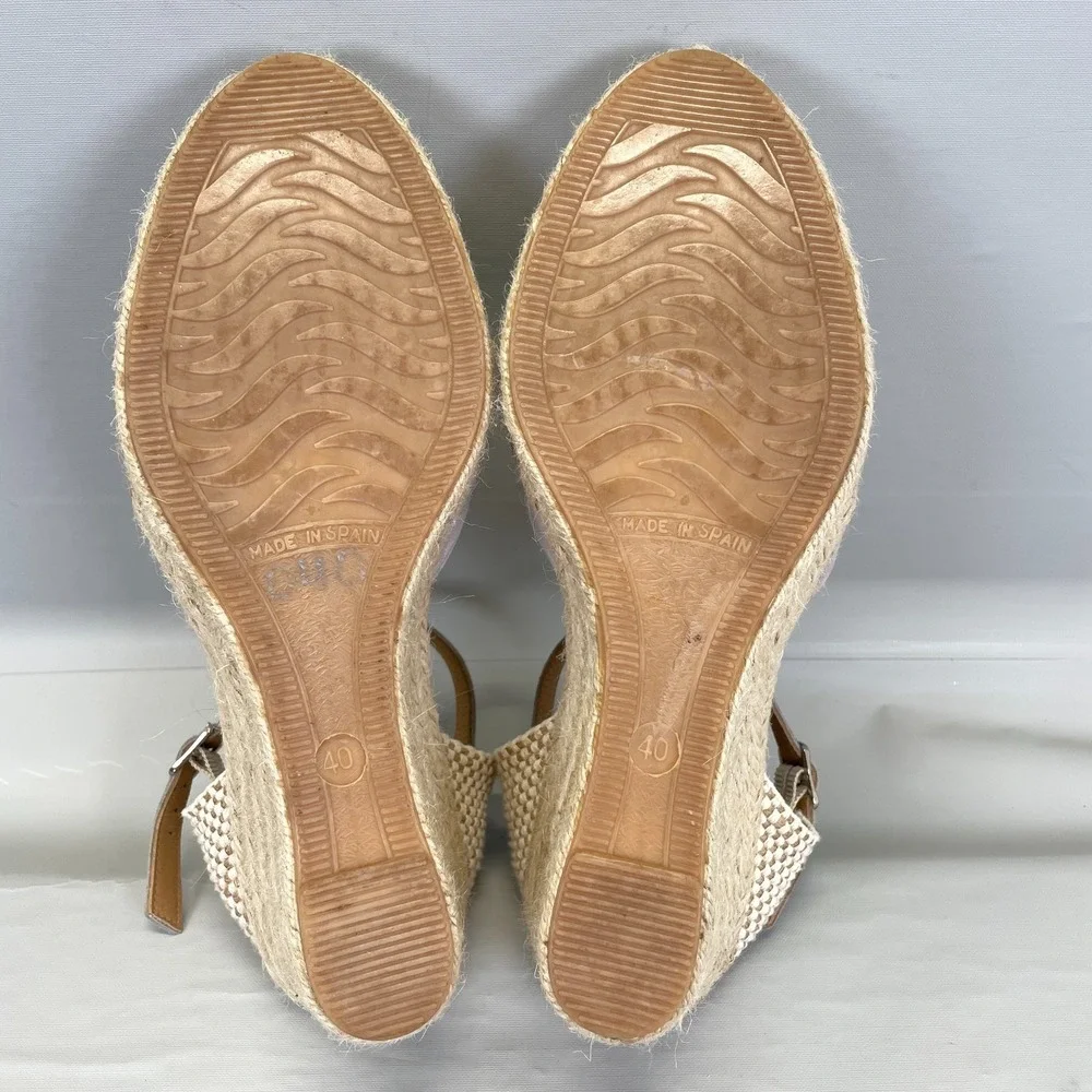 Paseart Wedge Espadrille Sandals Womens Size 40 US 9.5 Gray Suede Buckle Shoes